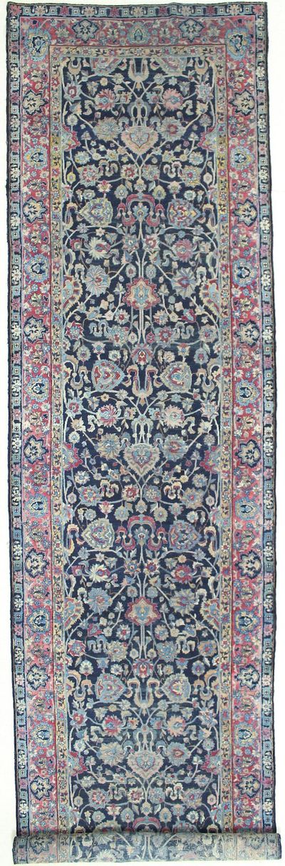 NAVY Saruk Rug #1492 • 4′5″ x 20′2″ • Wool on Cotton