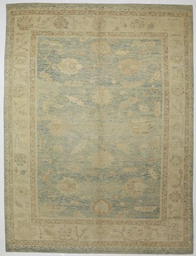 LT BLUE Ushak Rug #6638 • 9′9″ x 12′10″ • 100% Wool