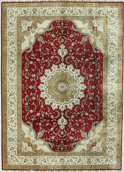 Red Cezaevi Rug #624 • 7′3″ x 10′2″ • 100% Silk