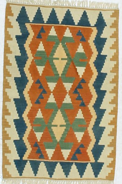 Peach Kilim Rug #856 • 3′1″ x 4′1″ • 100% Wool