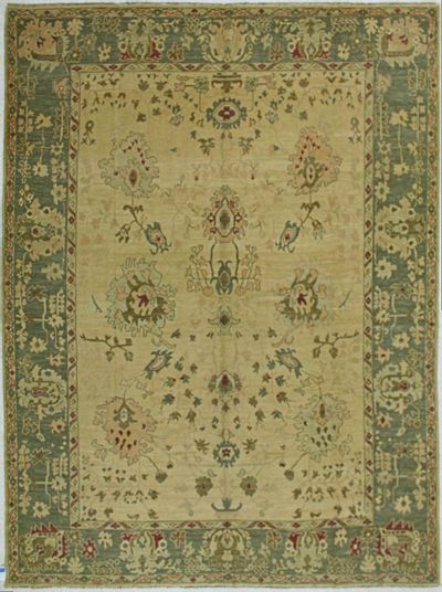 Green Gordes Rug #528 • 9′4″ x 12′5″ • 100% Wool