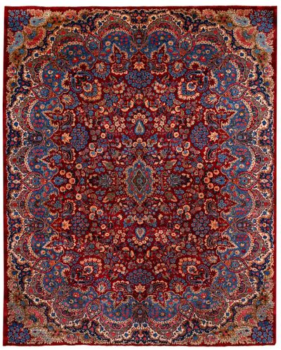 BURGUNDY Kerman Rug #8676 • 9′11″ x 12′3″ • 100% Wool