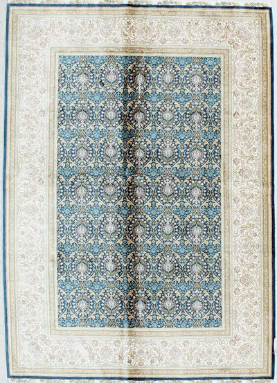 Blue Cezaevi Rug #1113 • 5′7″ x 7′9″ • 100% Silk