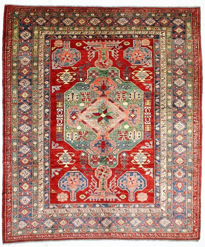 Red Kazak Rug #217 • 8′2″ x 9′7″ • 100% Wool