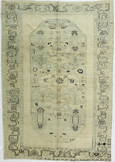 Ivory Konya Rug #58 • 6′3″ x 9′0″ • 100% Wool