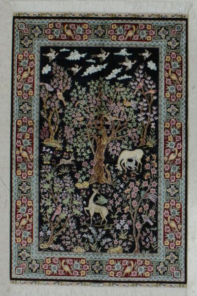 NAVY Cezaevi Rug #7846 • 3′0″ x 4′6″ • 100% Silk