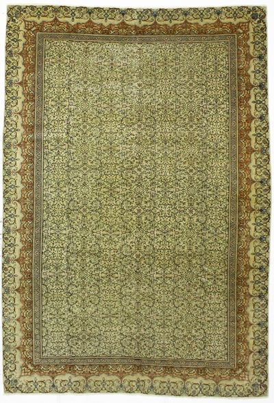 Green Kayseri Rug #476 • 6′6″ x 9′6″ • Wool on Cotton