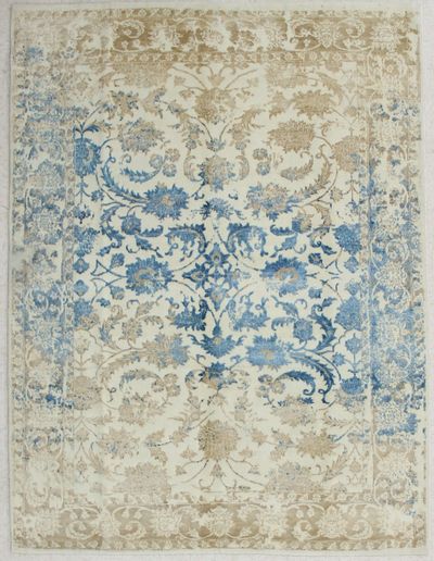Ivory Contemporary Rug #2807 • 5′10″ x 7′9″ • Wool on Silk