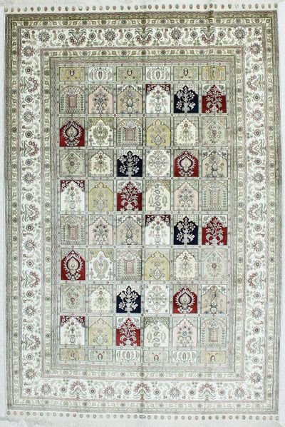 Ivory Signed Silk Rug #356 • 6′1″ x 9′0″ • 100% Silk