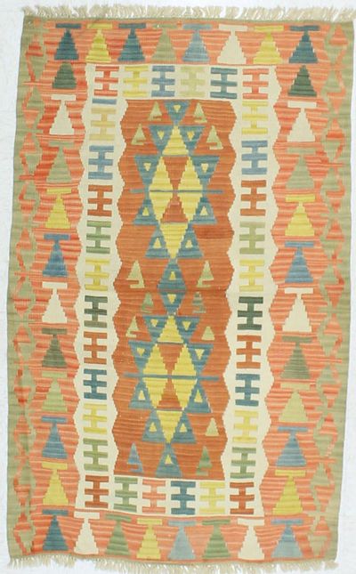 Multicolor Kilim Rug #878 • 3′4″ x 5′9″ • 100% Wool