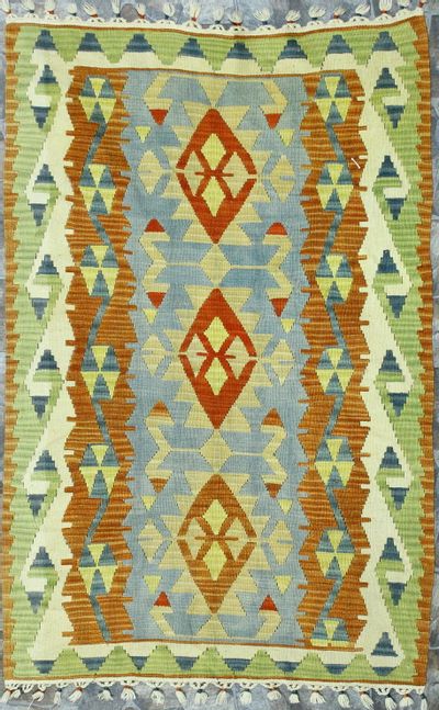 Multicolor Kilim Rug #874 • 3′8″ x 5′9″ • 100% Wool