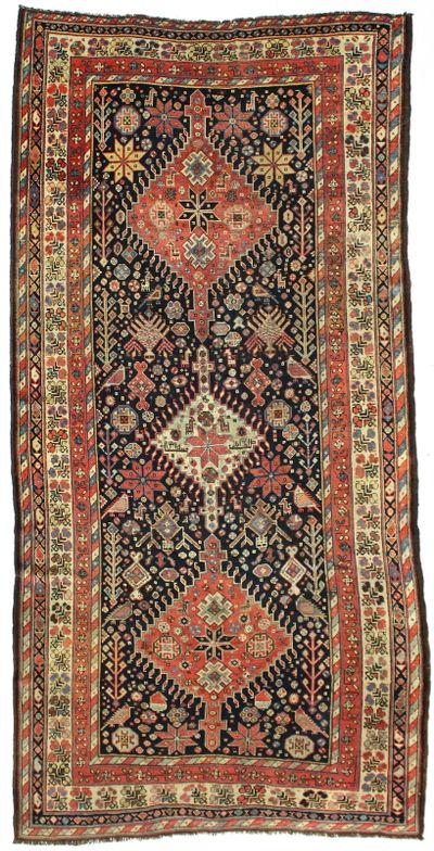NAVY Caucasian Rug #2789 • 4′11″ x 9′10″ • 100% Wool