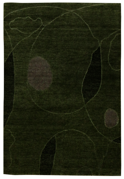 Light Green Modern Rug #7792 • 4′1″ x 6′1″ • 100% Wool