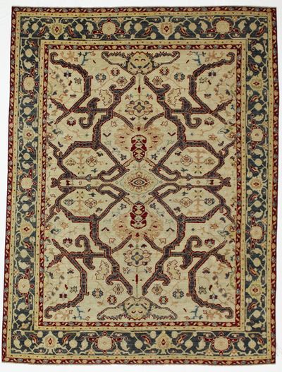 Ivory Ushak Rug #8244 • 6′7″ x 8′8″ • 100% Wool