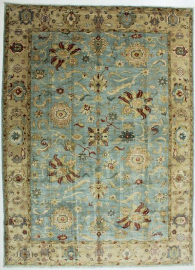 Light Blue Ushak Rug #664 • 10′0″ x 13′10″ • Wool on Cotton
