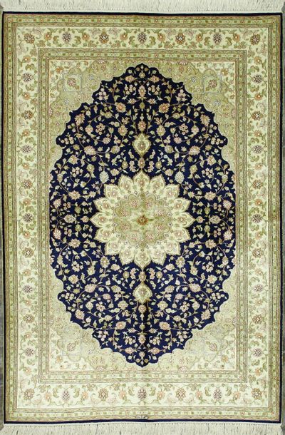 NAVY IMZALI Rug #1180 • 4′1″ x 6′0″ • 100% Silk