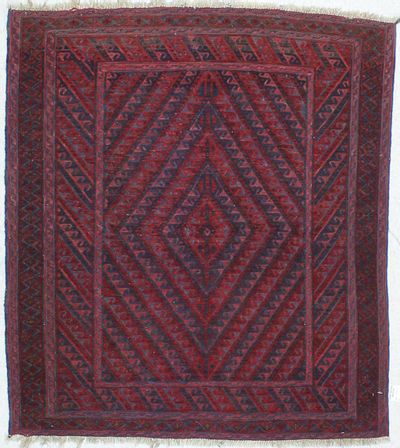 Red Beluch Rug #455 • 4′0″ x 4′6″ • 100% Wool