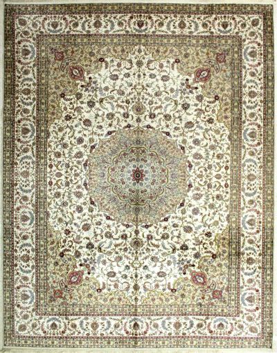Ivory IMZALI Rug #2037 • 9′1″ x 11′8″ • 100% Silk