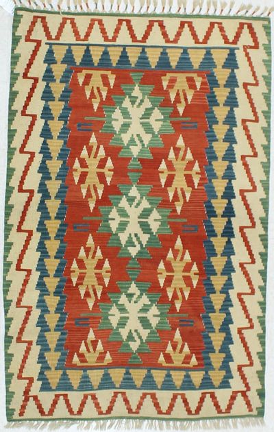 Multicolor Kilim Rug #875 • 4′1″ x 6′1″ • 100% Wool