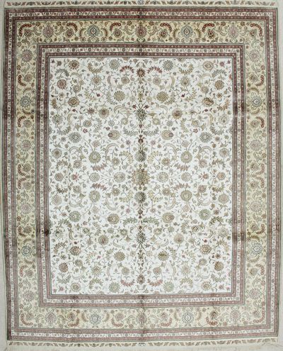 Ivory IMZALI Rug #2282 • 9′2″ x 11′5″ • 100% Silk