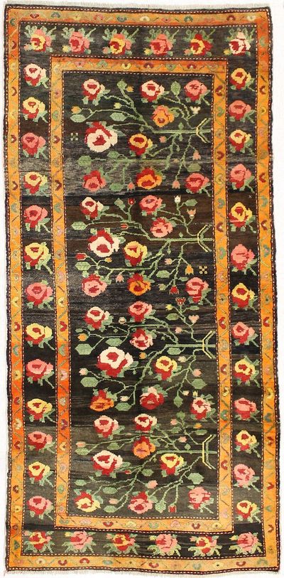 Black Caucasian Rug #2784 • 4′3″ x 9′0″ • 100% Wool