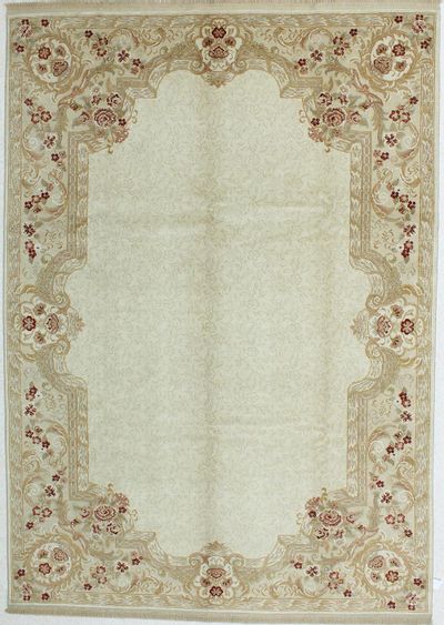 Ivory Ushak Rug #390 • 7′3″ x 10′3″ • 100% Wool