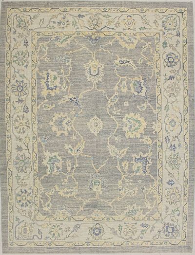 Gray Ushak Rug #7114 • 9′2″ x 11′11″ • 100% Wool