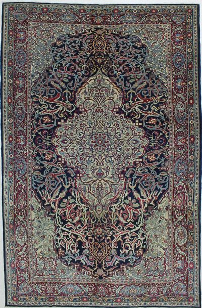 Black Kashan Rug #406 • 6′10″ x 10′7″ • Wool on Cotton