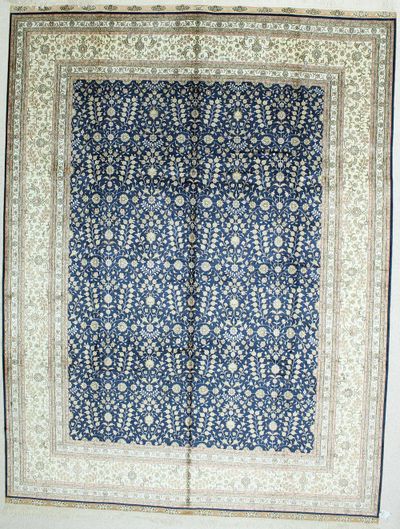 Blue Signed Silk Rug #500 • 9′0″ x 12′0″ • 100% Silk