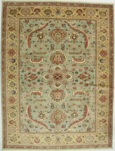 Light Green Sivas Rug #583 • 9′3″ x 12′3″ • 100% Wool
