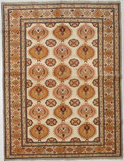 Ivory SILK Rug #1674 • 3′1″ x 5′2″ • 100% Silk