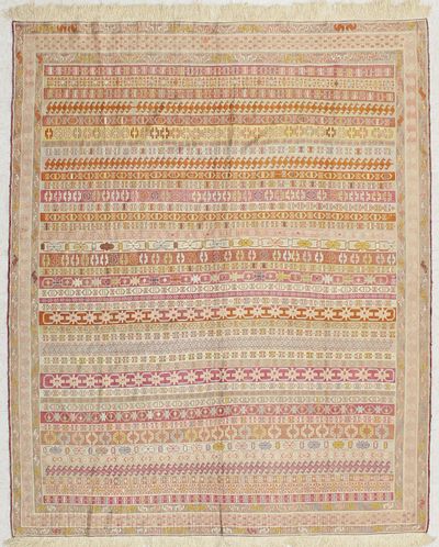Multicolor Sumak Rug #2375 • 5′5″ x 6′7″ • 100% Silk