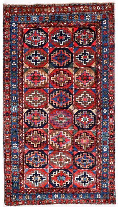Red Caucasian Antique Rug #620 • 4′4″ x 7′7″ • 100% Wool