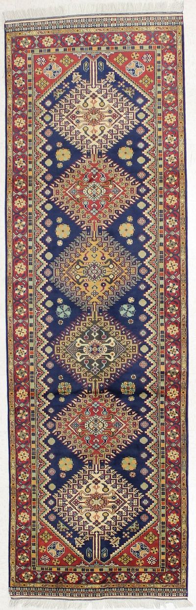 NAVY Kazak Rug #1737 • 3′2″ x 10′4″ • 100% Wool