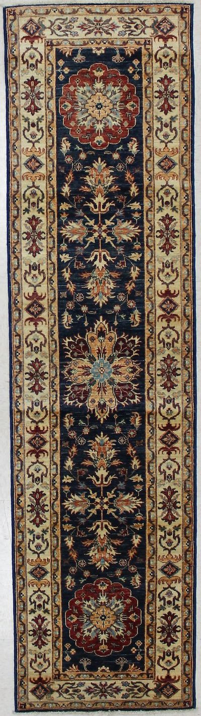 NAVY Kazak Rug #1608 • 2′7″ x 9′11″ • 100% Wool
