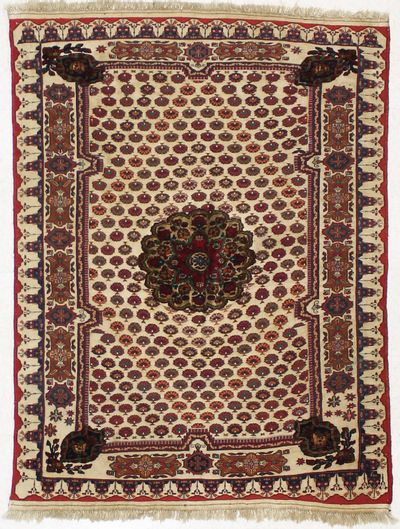beige Musmani Rug #1596 • 4′8″ x 6′0″ • 100% Wool