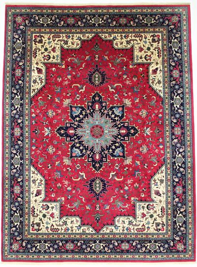 Red Tabriz Rug #805 • 8′9″ x 11′10″ • Wool on Cotton