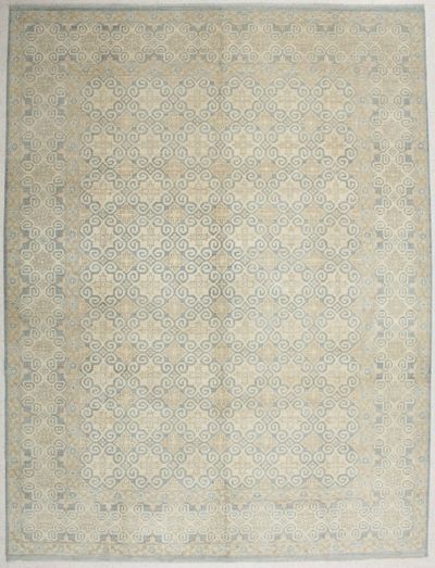 LT BLUE Kothan Rug #6520 • 8′11″ x 11′9″ • Wool on Cotton