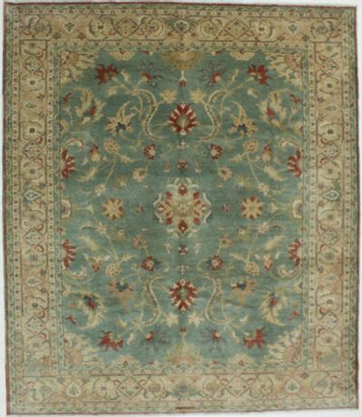 Light Green Karaman Rug #614 • 8′4″ x 9′8″ • 100% Wool