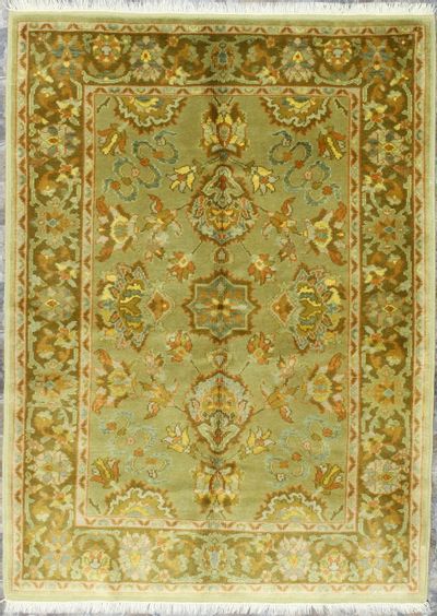 Green Ushak Rug #376 • 5′0″ x 6′11″ • 100% Wool