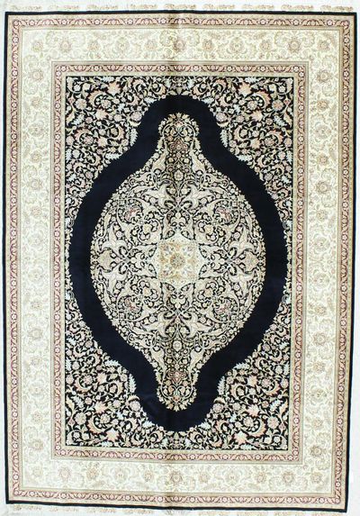 Navy Cezaevi Rug #398 • 5′6″ x 8′0″ • 100% Silk