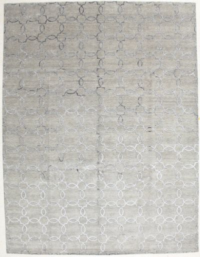 Gray Contemporary Rug #2809 • 9′2″ x 12′0″ • Wool on Silk