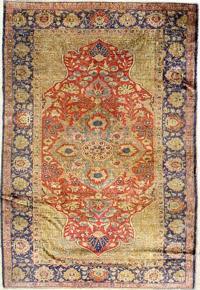 Red Kayseri Rug #7327 • 3′10″ x 5′8″ • Silk on Cotton