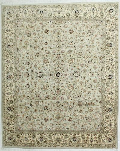 Light Blue Mashad Rug #254 • 8′4″ x 9′11″ • Wool on Cotton