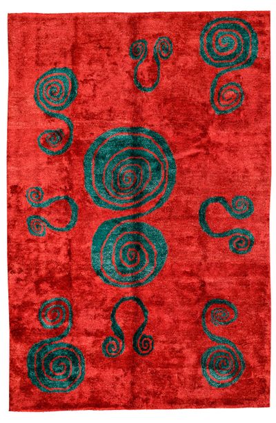 Red Modern Rug #8756 • 5′8″ x 8′0″ • 100% Wool