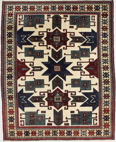 Ivory Caucasian Rug #1437 • 5′10″ x 7′3″ • 100% Wool