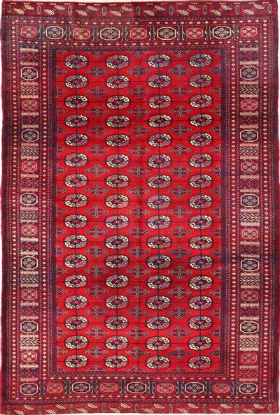 Red Bokhara Rug #2772 • 6′1″ x 9′0″ • 100% Wool