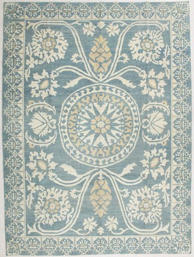 LT BLUE Kothan Rug #6513 • 9′3″ x 12′4″ • Wool on Cotton
