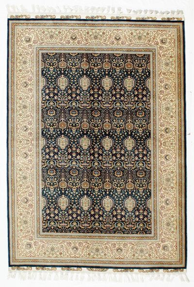 Blue Cezaevi Rug #8647 • 4′7″ x 6′5″ • 100% Silk