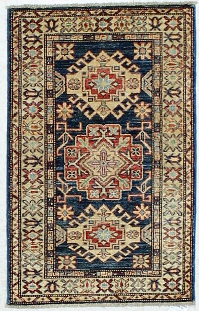 Blue Kazak Rug #475 • 2′0″ x 3′0″ • 100% Wool